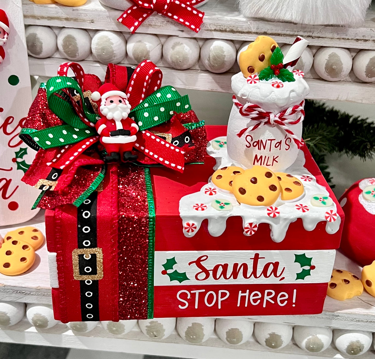 Christmas Tiered Tray Decor / Santa & Mrs. Claus/ Cookies & Milk Decor **