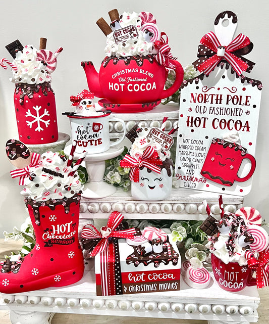 ** NEW ADDITIONS ** Christmas Hot Cocoa Set / Tiered Tray Decor / Christmas Cocoa/ 8 PIECES