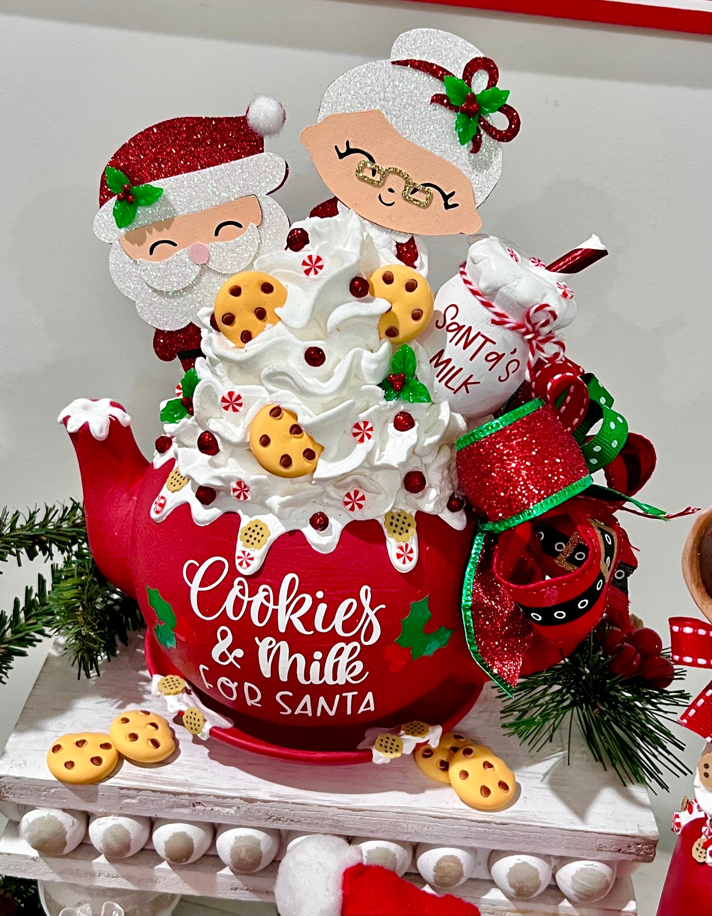 Christmas Tiered Tray Decor / Santa & Mrs. Claus/ Cookies & Milk Decor **