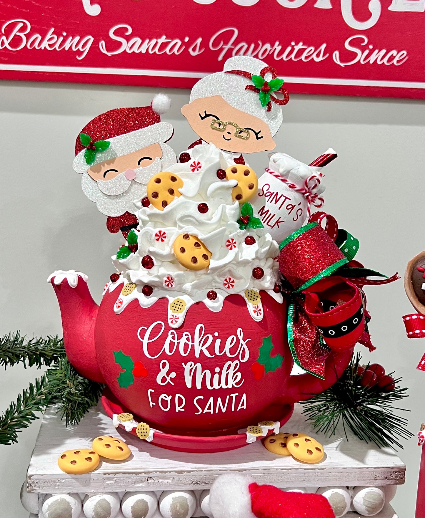 Christmas Tiered Tray Decor / Santa & Mrs. Claus/ Cookies & Milk Decor **