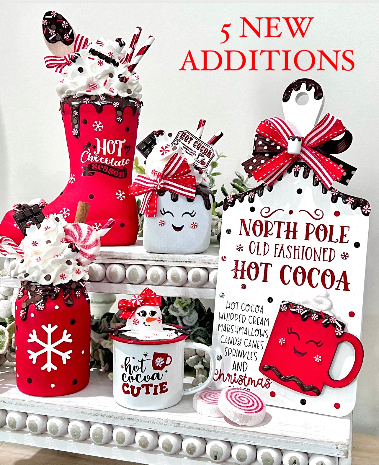 ** NEW ADDITIONS ** Christmas Hot Cocoa Set / Tiered Tray Decor / Christmas Cocoa/ 8 PIECES