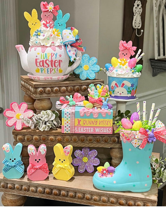 Easter Peep Tiered Tray Decor / Bunnies / Easter Decor