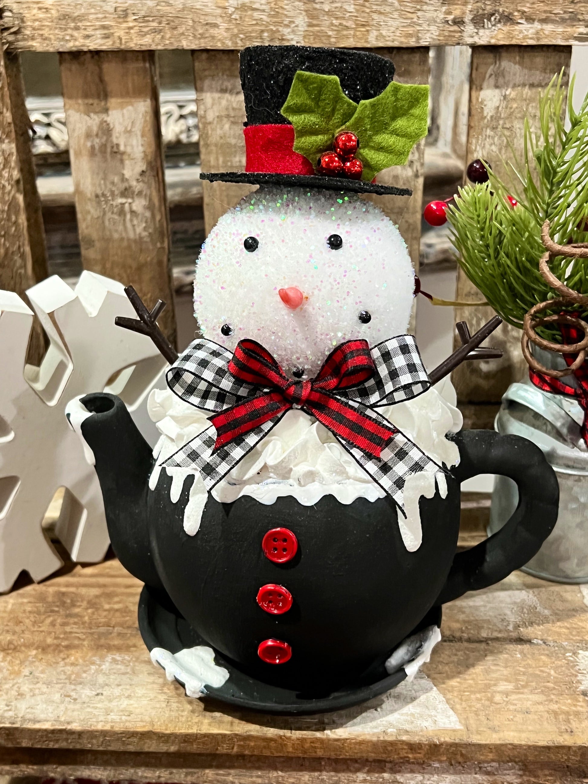 Christmas / Winter Snowman Mini Teapot / Winter Decor