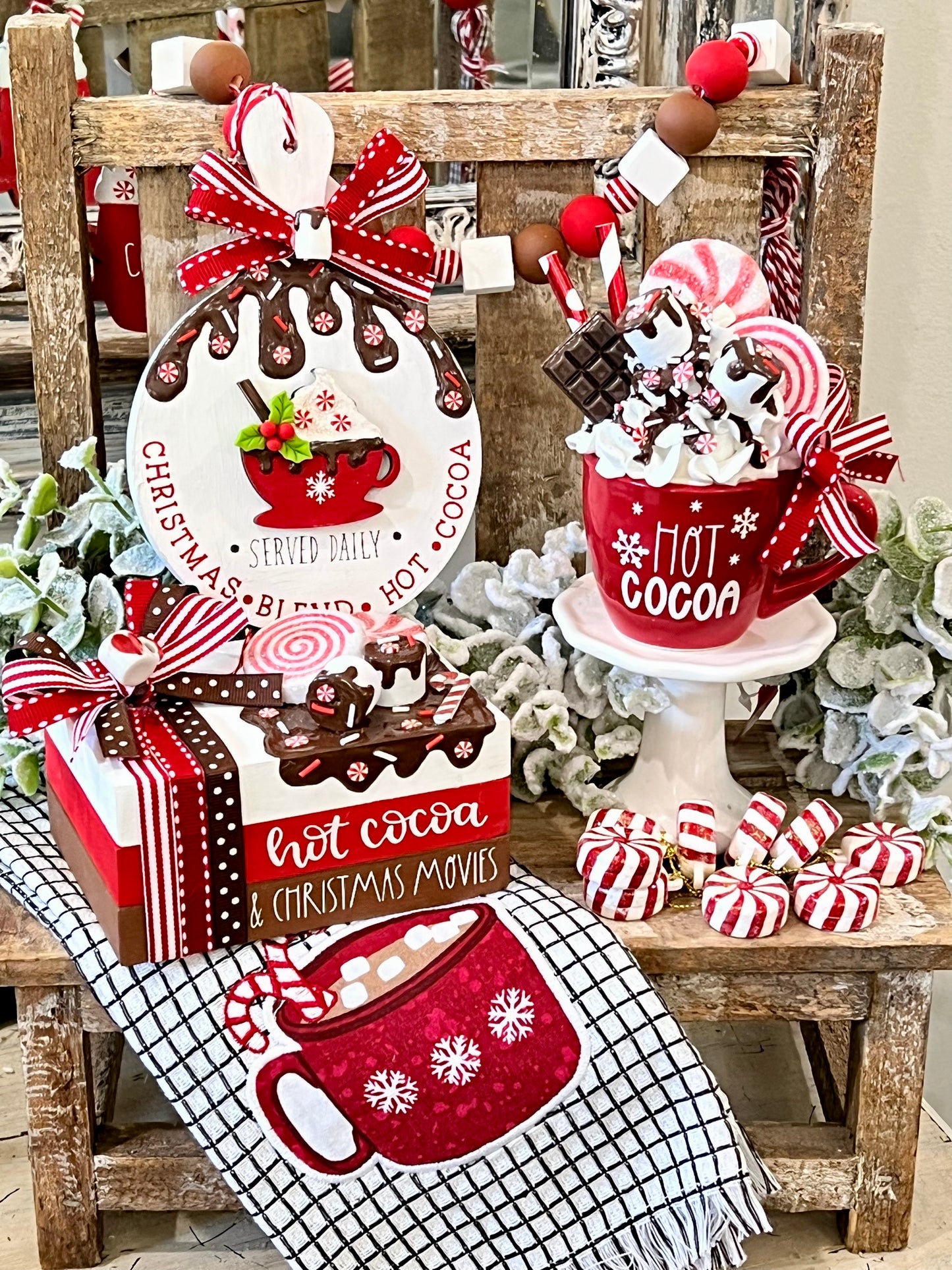 ** NEW ADDITIONS ** Christmas Hot Cocoa Set / Tiered Tray Decor / Christmas Cocoa/ 8 PIECES