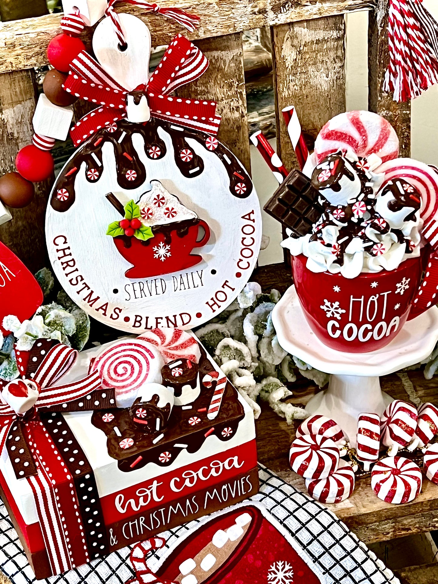 ** NEW ADDITIONS ** Christmas Hot Cocoa Set / Tiered Tray Decor / Christmas Cocoa/ 8 PIECES