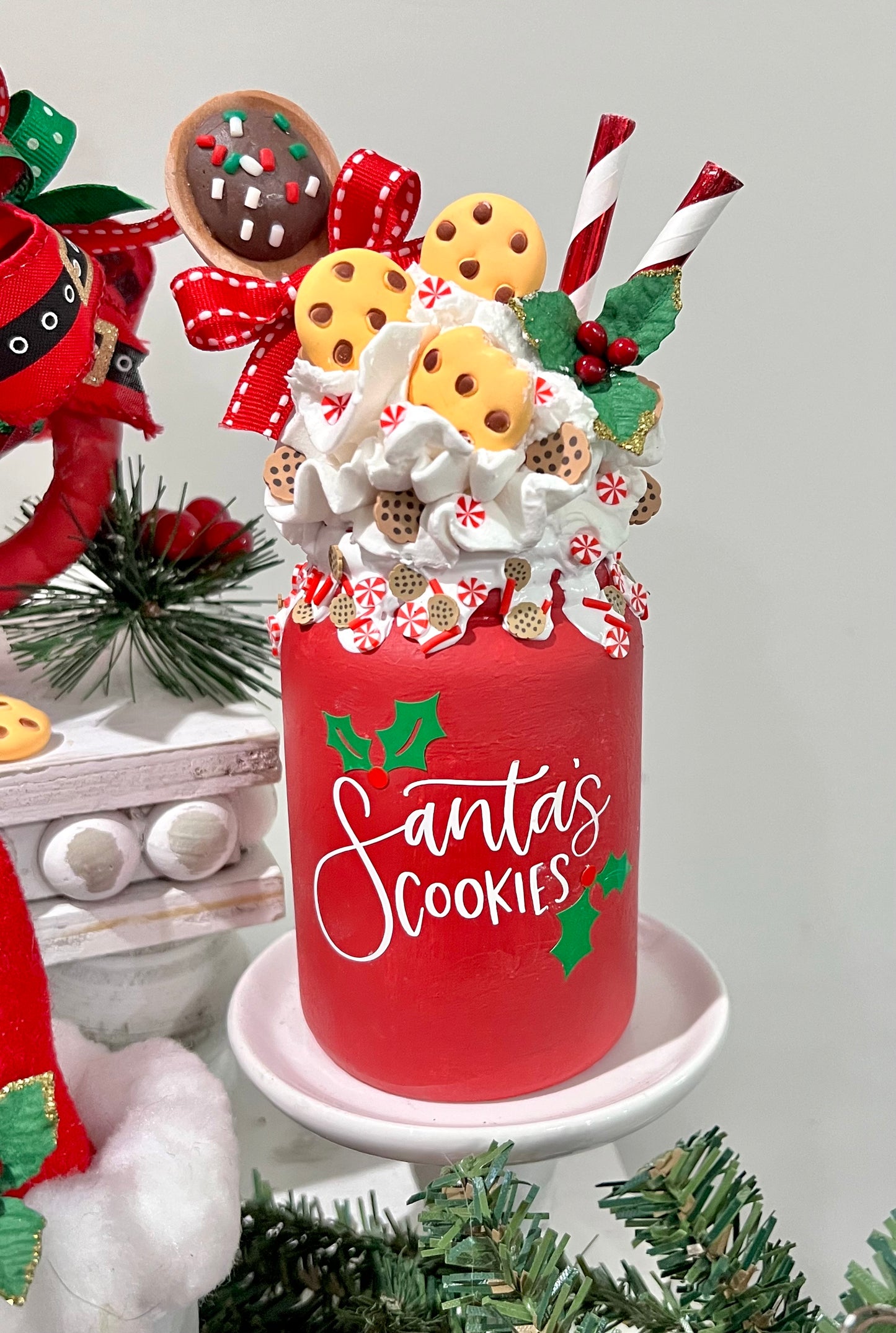 Christmas Tiered Tray Decor / Santa & Mrs. Claus/ Cookies & Milk Decor **