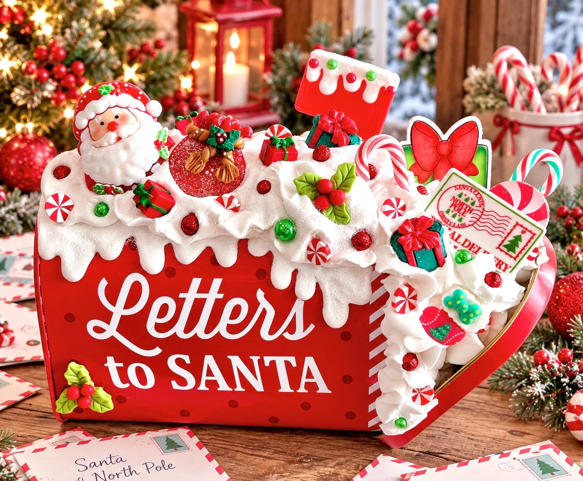 New! Santa Duo - Choice of - Letters to Santa Mailbox OR Holly Jolly Santa Bookstack