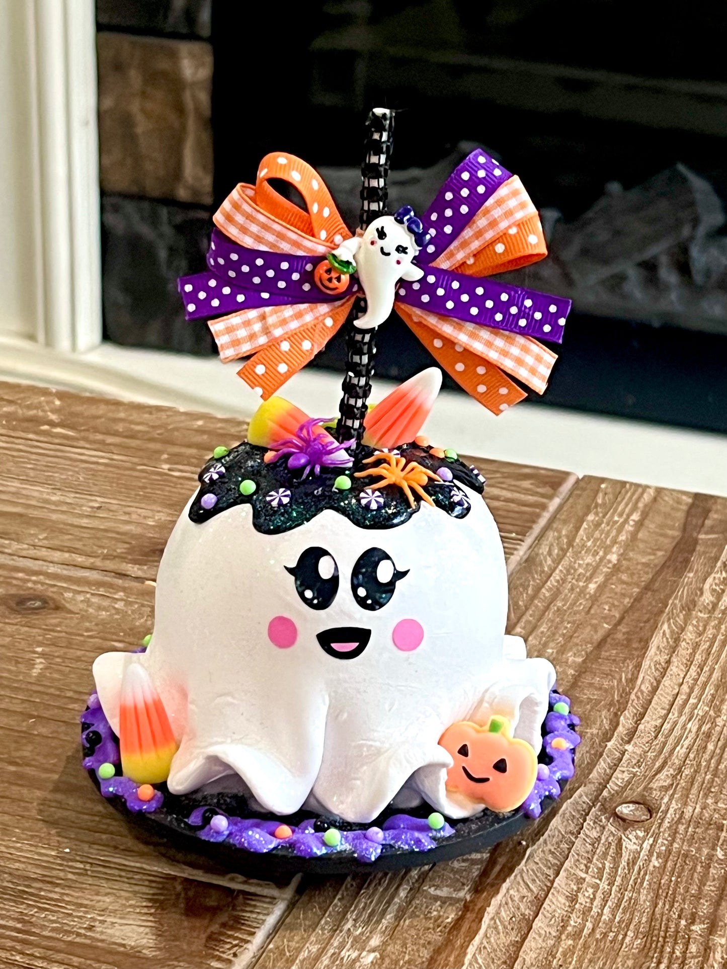 New! Halloween Ghost Candy Apple Decor