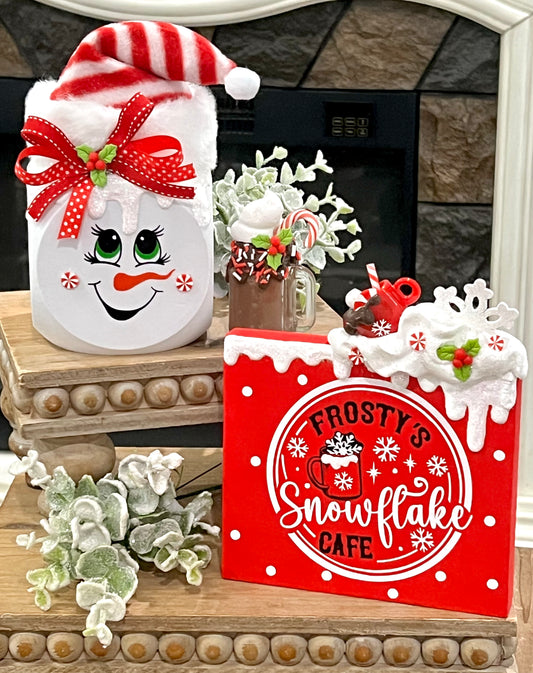 *NEW!* Winter Snowman Mega Marshmallow with Hot Cocoa & Wood Sign