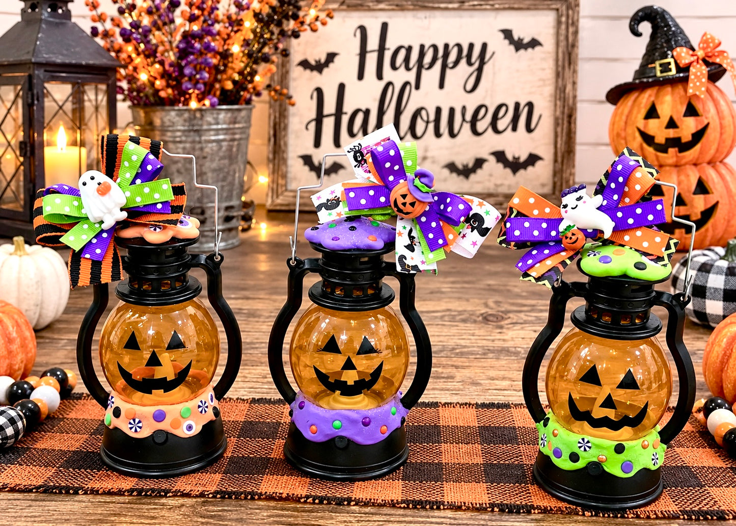 Halloween Mini Pumpkin Lanterns / Choice of 3
