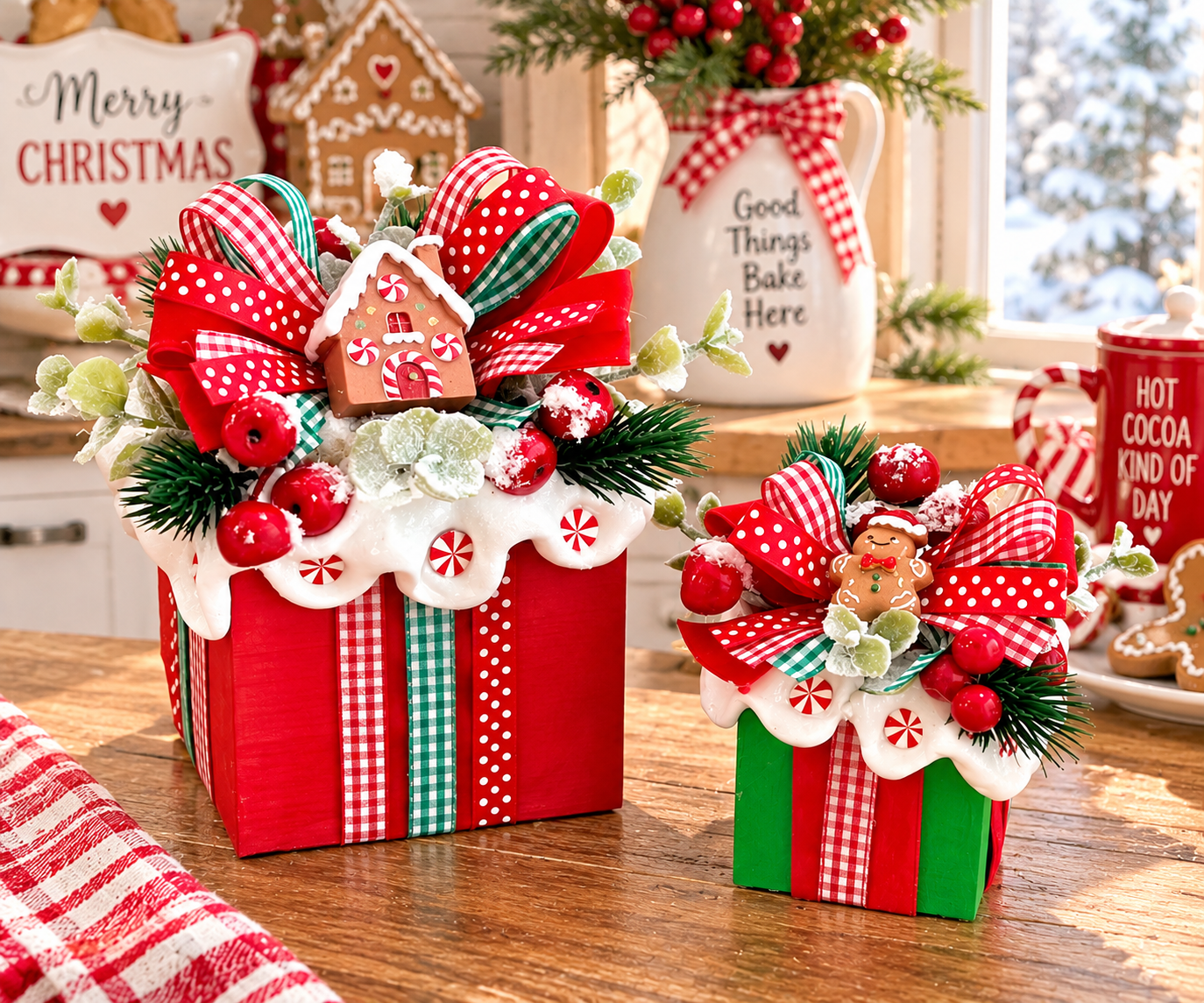 New! Gingerbread Decorative Gift Boxes - Set of 2