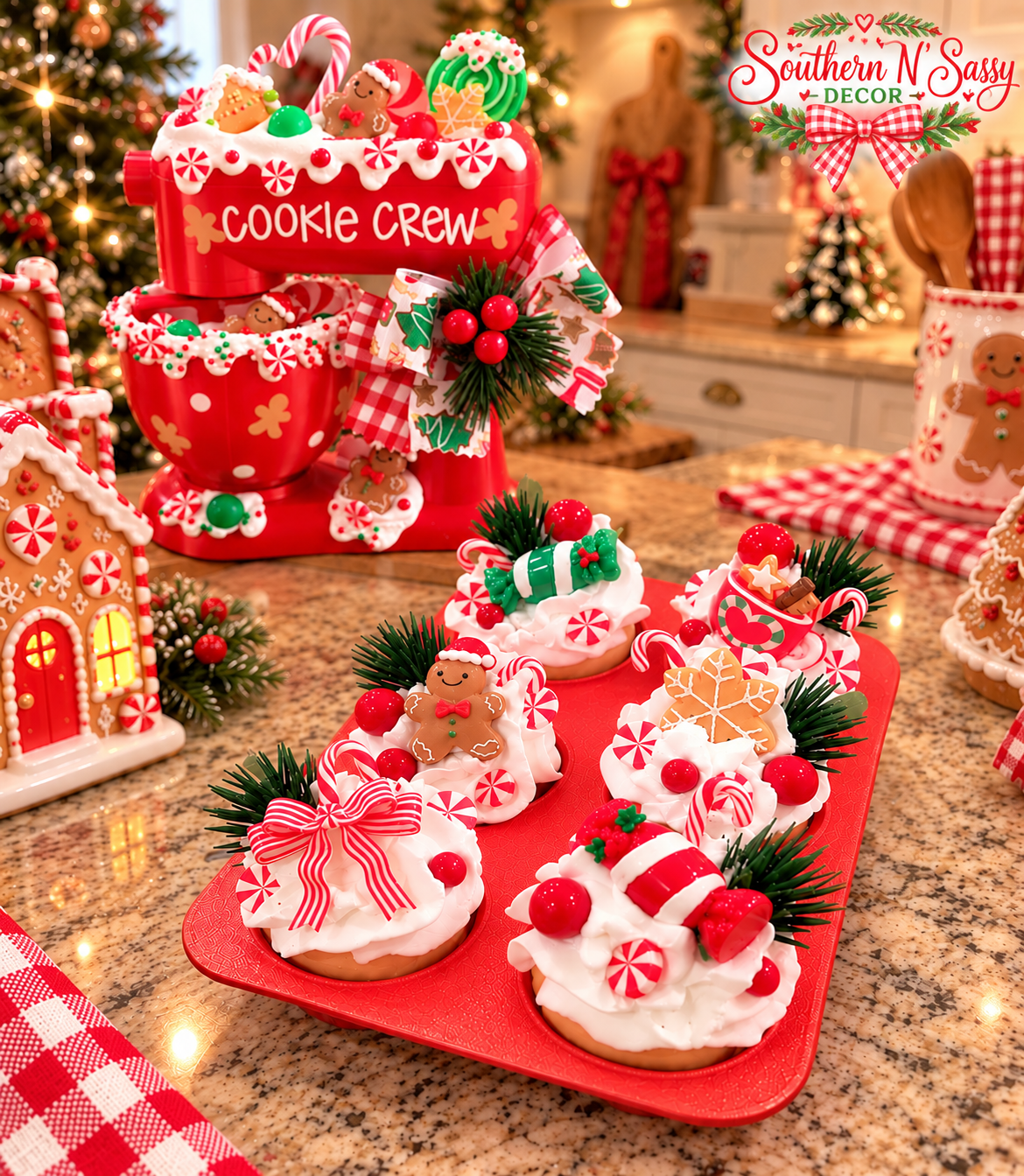 New! Christmas Mini Cupcake Pan with Cupcakes