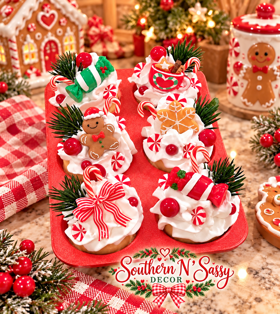 New! Christmas Mini Cupcake Pan with Cupcakes
